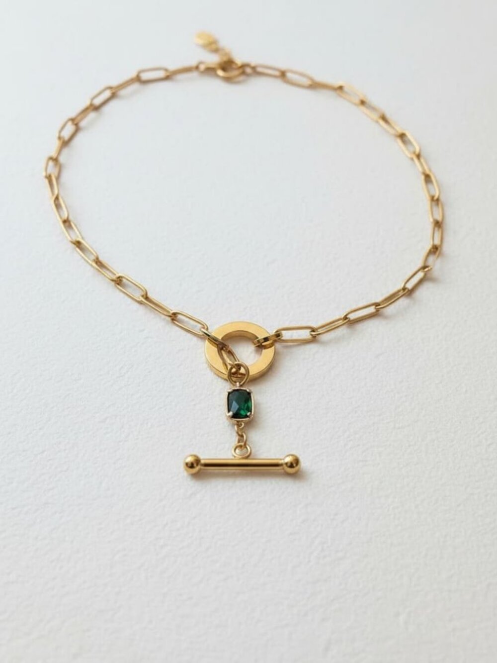 14k Gold-Plated Persian Calligraphy Eshgh Necklace with Green Jade Toggle
